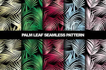 Collection of palm leaf vector seamless pattern