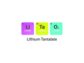 Obraz premium LiTaO3 Lithium Tantalate molecule. Simple molecular formula consisting of Lithium, Tantalum, Oxygen elements. Chemical compound simplified structure.