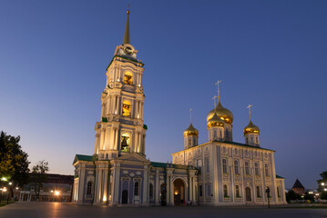 View of the ancient Assumption Cathedral in the Tula Kremlin on June twilight. Russia