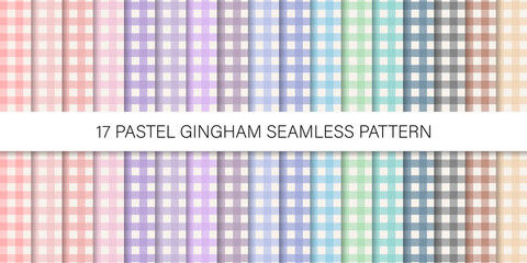 Set collection of checkered gingham tablecloth seamless pattern