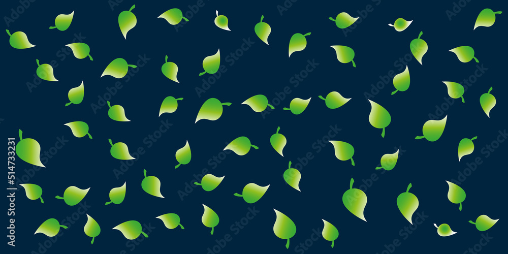 Poster pattern of many green leaves of various orientations on dark background - design, texture, wallpaper