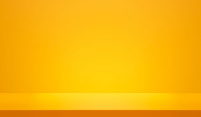 Minimal blank yellow 3d background with empty product display backdrop platform or modern studio wall scene fashion stage podium floor and colorful presentation simple art spotlight summer banner. © Lemonsoup14
