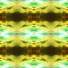 Obraz na płótnie Canvas Seamless textile pattern in yellow, green, white and brown colors with blurred details