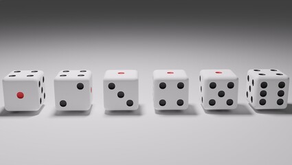 3dcg artwork 整列するサイコロ