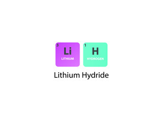 LiH Lithium Hydride molecule. Simple molecular formula consisting of  Lithium, Hydrogen, elements. Chemical compound simplified structure.