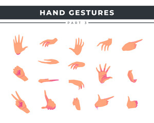 Hand gesture sticker, illustrations set