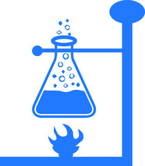 Lab flasks with reaction icon, chemical icon vector