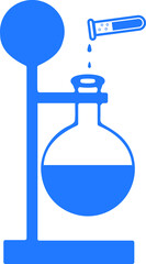 Lab flasks with reaction icon, chemistry icon vector