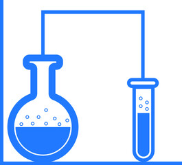 Lab flasks with reaction icon, laboratory icon vector