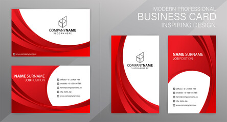 Set of red and black Modern Corporate Business Card Design Templates, vector eps 10