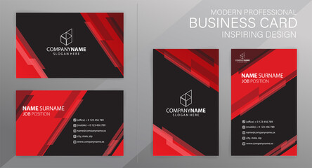 Set of red and black Modern Corporate Business Card Design Templates, vector eps 10