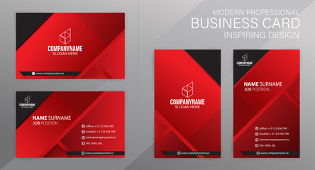 Set of red and black Modern Corporate Business Card Design Templates, vector eps 10