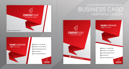 Set of red and black Modern Corporate Business Card Design Templates, vector eps 10