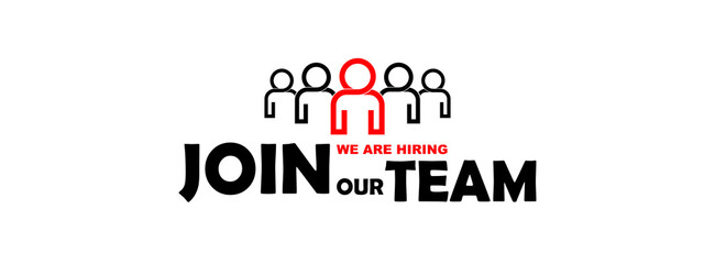 join our team sign on white background	