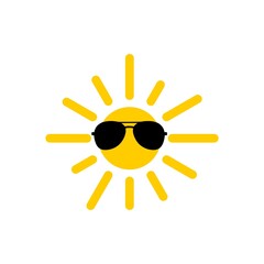 Sun wearing sunglasses icon isolated on white background