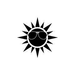Sun wearing sunglasses icon isolated on white background