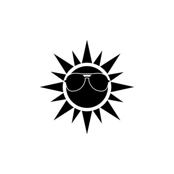 Sun wearing sunglasses icon isolated on white background
