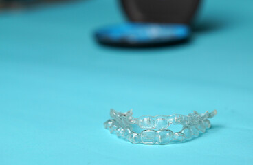 invisible brace on table with case selective focus