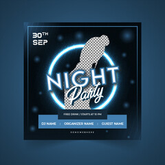 Night party social media banner design template