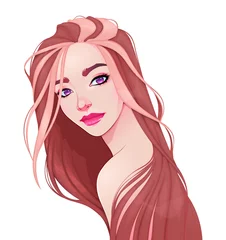 Foto op Aluminium Portrait of a beautiful woman with long hair. Vector isolated character. © ddraw