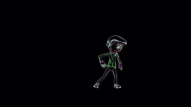 4K &ndash; Neon Elvis Loop Dance, Animation.3840&times;2160.10 Second Long.Transparent Alpha video.LOOP.