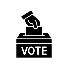 Hand voting ballot box icon, Election Vote concept, Simple silhouettes flat design for web site, logo, app, UI, Vector illustration