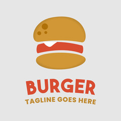 burger logo template with vintage colors on isolated background