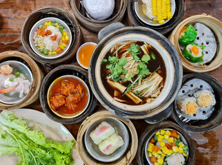 Set of Chinese food: Batuteh and dim sum, Asian breakfast
