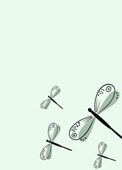 Minimal dried honesty flower invitation card. Design template of dry flowers and leaves, blossom illustration.