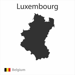 Map of the city of Luxembourg and the flag of Belgium.