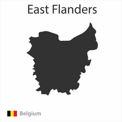 Map of the city of East Flanders and the flag of Belgium.