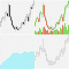 Chart and diagram for trade exchange, candles and bar