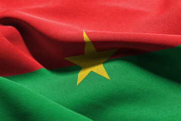 3D illustration closeup flag of Burkina Faso - obrazy, fototapety, plakaty