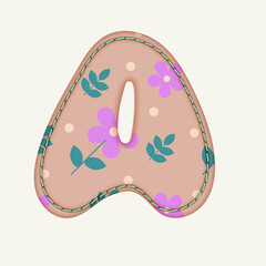 Patchwork hand drawn textile font. Cute textile font for scrapbook or collage design. Patchwork alphabet letter for your decoration with original pattern.