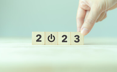 2023 Happy new year.  Starting to new year. Powerful energy and active working. Goals,plan,opportunity and new business or life for the next year. Preparation for the new year change.