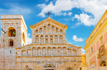 Panoramic view of the Cattedrale di Santa Maria in Cagliari - the capital of the Italian island of...