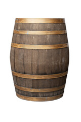 oak barrel dark brown with iron lines on isolated background