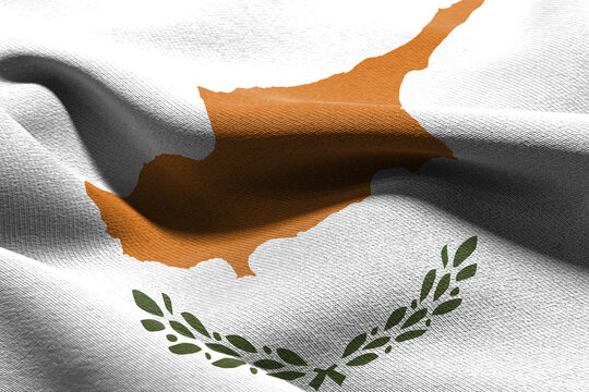 3D illustration closeup flag of Cyprus