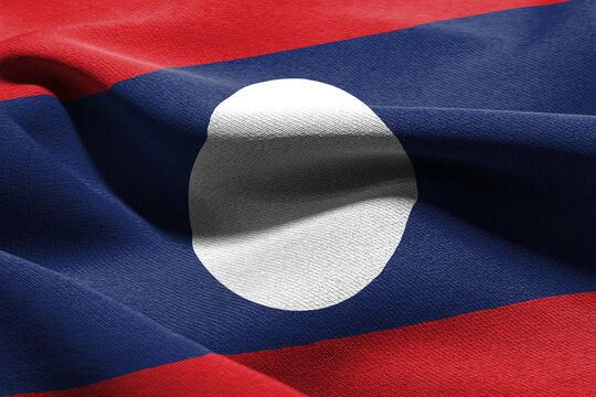 3D illustration closeup flag of Laos