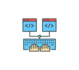 Multi screen coding icon white background.