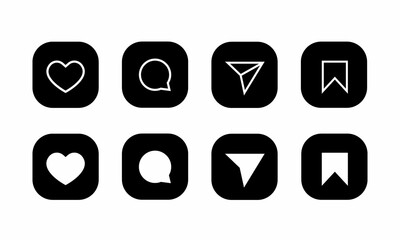 Like, Comment, Share, and Save Icon Vector. Button Set of Social Media