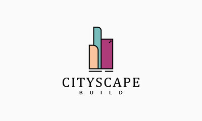 Modern cityscape logo design template. Design for architecture, planning, structure, construction, building, apartment, residence and skyscrapers.