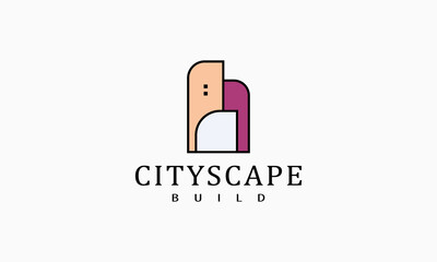 Modern cityscape logo design template. Design for architecture, planning, structure, construction, building, apartment, residence and skyscrapers.