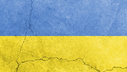 Ukraine flag. Ukraine flag on cracked cement wall
