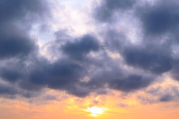 Fototapeta premium evening epic sky with blue stormy clouds