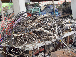 Old electrical wire removed from the house, Hazardous waste