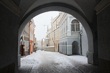 Historical buildings in Old Town in Vilnius, Lithuania	
