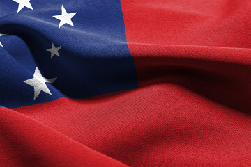 3D illustration closeup flag of Samoa
