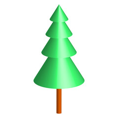 3d pine tree simple icon, green christmas tree design element