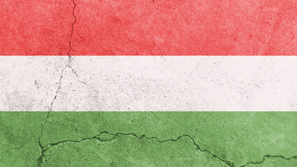 Hungary flag. Hungary flag on cracked cement wall